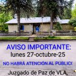 El Juzgado de Paz no tendrá atención al publico el  Lunes 27 de Octubre.