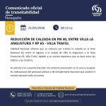 Reducción de calzada en RN40 hacia Villa Traful.