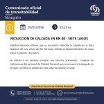 REDUCCIÓN DE CALZADA EN RN40 – SIETE LAGOS