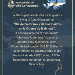 Invitación Acto Oficial por el “Día del Veterano y de Los Caídos en la Guerra de Malvinas