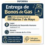 La Secretaría de Desarrollo Humano INFORMA que se estarán entregando los bonos de gas.