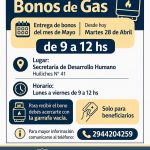 La Secretaría de Desarrollo Humano INFORMA que se estarán entregando los bonos de gas.