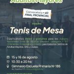 Villa La Angostura será sede de la Final Provincial de Tenis de Mesa para Adultos Mayores