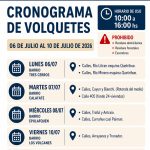 La Secretaría de Atención al Vecino informa nuevo cronograma de volquetes.