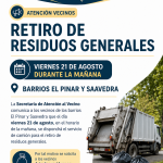 Retiro de residuos generales en los barrios El Pinar y Saavedra.