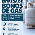 La Secretaría de Desarrollo Humano informa la entrega de Bono de Gas.