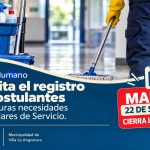 Último día para inscribirse como postulante a Auxiliar de Servicio.