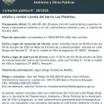 Llamado a Licitación Pública Nº 28/2026 para la ejecución de la obra “Pavimento y Cordón Cuneta del Barrio Las Piedritas”