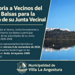 Convocatoria a Vecinos del Barrio Las Balsas para la renovación de su Junta Vecinal